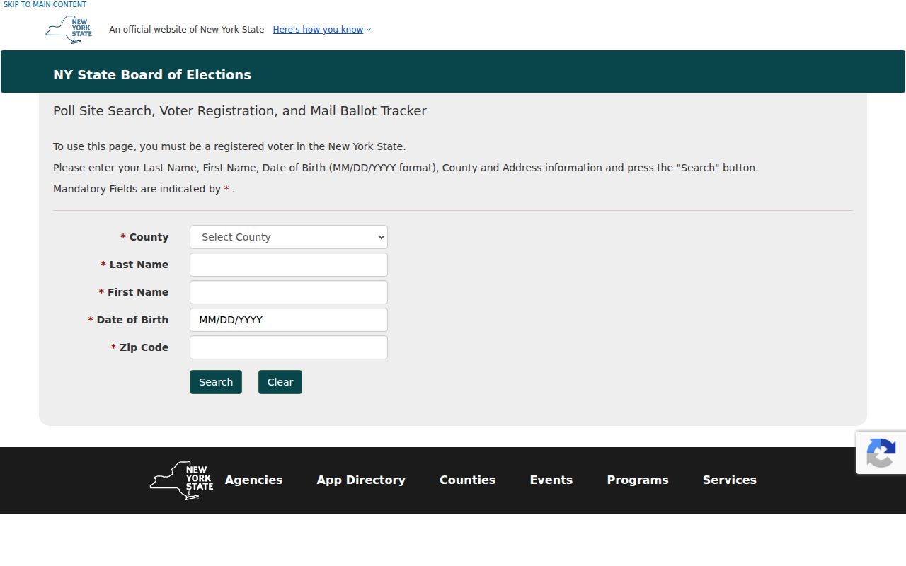Ithaca residents directory example of New York voter lookup fields
